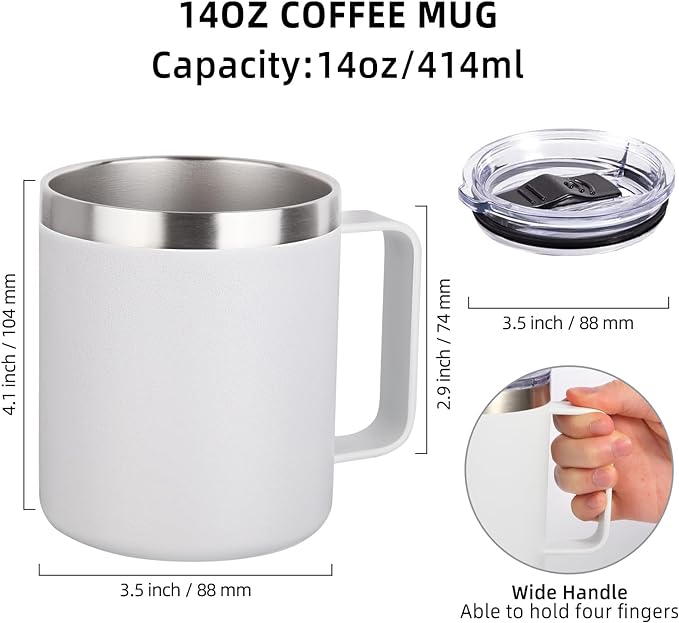 Volhoply 14oz Insulated Stainless Steel Coffee Mug - Image 2