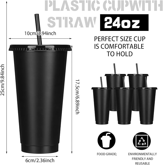 Bokon 100 Sets Tumbler with Straw and Lid Bulk 24 oz Reusable Plastic Cups to - Image 2
