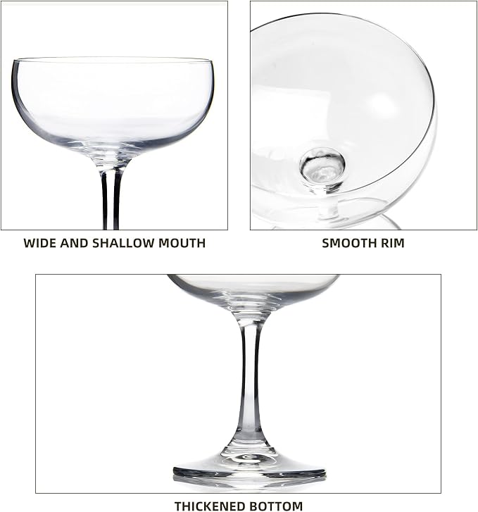 FAWLES Crystal Coupe Glasses, 7 Ounce, Elegant Short Stem Design, Sweet Wine - Image 3