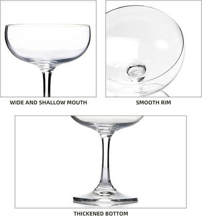 FAWLES Crystal Coupe Glasses, 7 Ounce, Elegant Short Stem Design, Sweet Wine - Image 3
