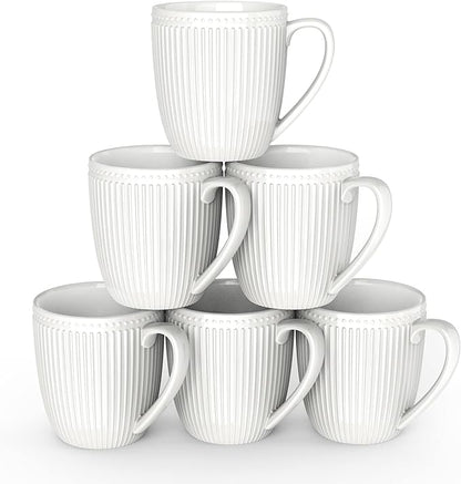 Coffee Mugs Set of 6, 16 Oz White Coffee Mugs | HomeElves Porcelain Mugs by HomeElves