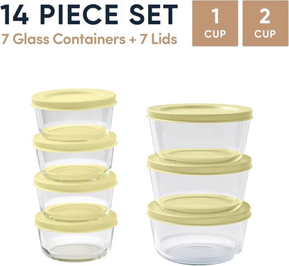 14-Piece Glass Food Storage Containers Set | 1-Cup & 2-Cup, Leakproof | - Image 2