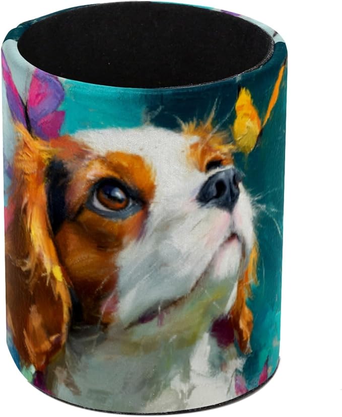 Leather Pen Holder for Desk, Beagle Butterfly Pencil Cup Pen Organizer Makeup by Unknown