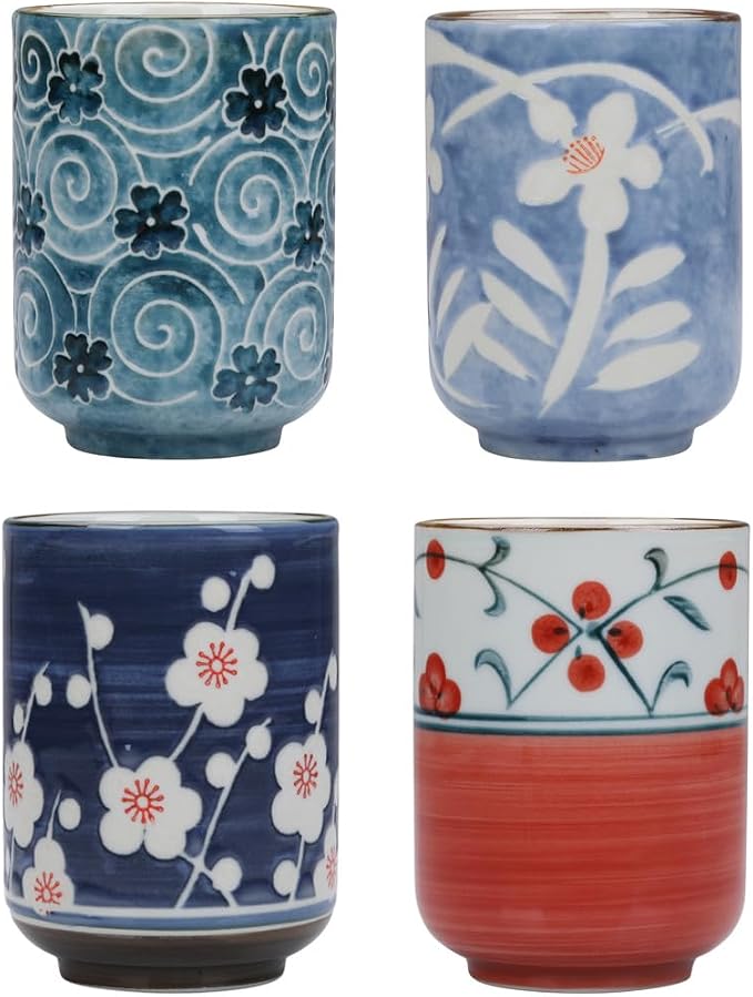 I-MART Set of 4 Japanese Tea Cups, 10 Ounces Japanese Tea Cup, Transitional by I-MART