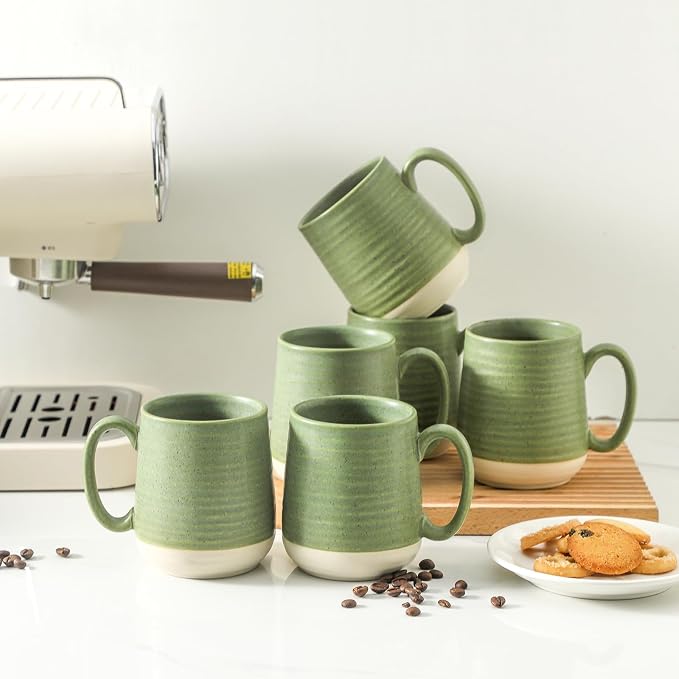 HASENSE Porcelain Coffee Mugs Set of 6, 15 Ounce Large Ceramic Coffee Cups Set - Image 7