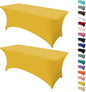 2Pack 4FT Table Cloth for Rectangular Fitted Events Stretch Yellow Table Covers Washable Spandex Tablecloth Protector for Party, Wedding, Cocktail, Banquet, Festival