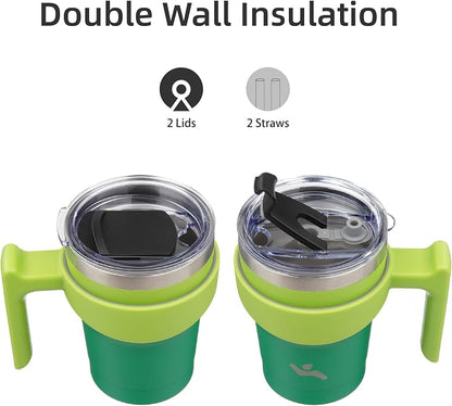 Konokyo 10 oz Tumbler with Handle and Straw, Insulated Travel Mug | Matcha - Image 3