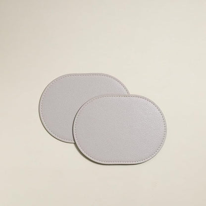 OLETHA Aesthetic Oval Drink Coasters, Ivory | Faux leather coasters - Image 2