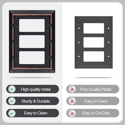 Metal Wall Plate for Electrical Outlets, Decorative Aged Bronze Switch Plates Outlet Cover, Light Switch Cover Plate, 3-Gang Wall Plates (Triple Decoretor, 1 Pack)