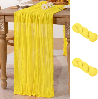 2 Pack Yellow Cheesecloth Table Runner 10ft Rustic Gauze Centerpiece | by MLMC