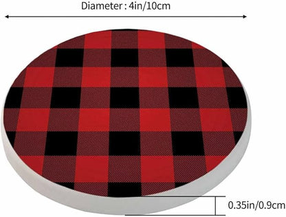 Lumberjack Plaid Pattern Coasters for Drinks 2 Pack Classic Black and Red Buffalo Plaid Tabletop Protection Kitchen and Coffee Table Décor & Accessories,Set of 2