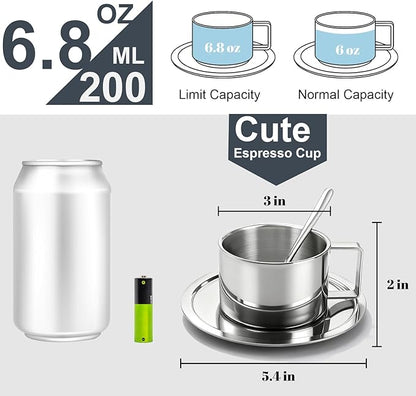 ZENFUN 4 Pack 6.8 oz Coffee Cups Set, 18/8 Stainless Steel Espresso Cup - Image 2