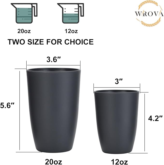 Wrova Wheat Straw Cups 8 PCS Good Alternative to Plastic Reusable Cups 20 oz - Image 3