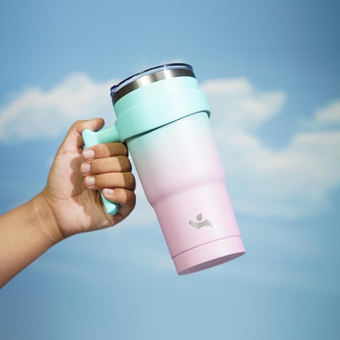 Konokyo 20 oz Tumbler with Handle and Straw, Insulated Travel Mug | Gum; - Image 5