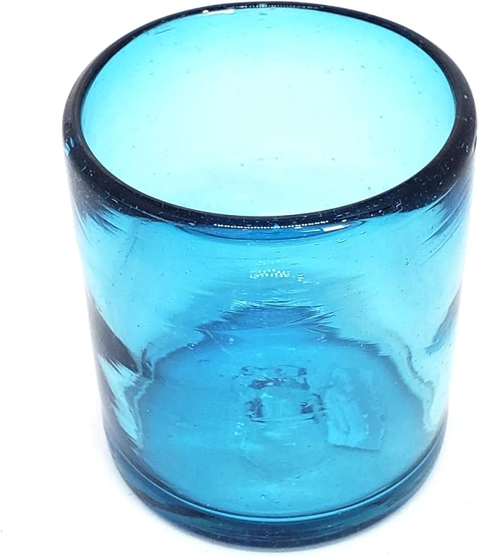 Solid Aqua Blue 9 oz Short Tumblers, Recycled Glass, Toxin-Free - Image 4