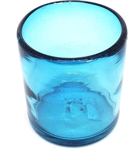 Solid Aqua Blue 9 oz Short Tumblers, Recycled Glass, Toxin-Free - Image 4
