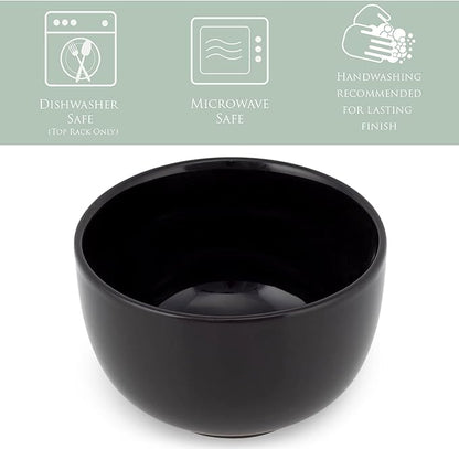 Elanze Designs Bistro Glossy Ceramic 4 inch Cute and Small Dessert Bowls Set of 4 - Perfect for Everyday uses from Snacks, Ice Cream, Candy and Treats, Black