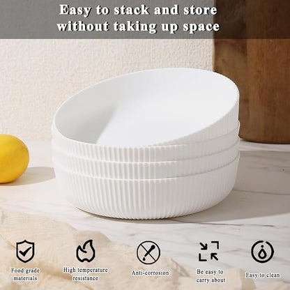 Kyraton Pasta Bowls Set of 4, 37oz Salad Bowls White Soup Bowls Large Pasta - Image 4