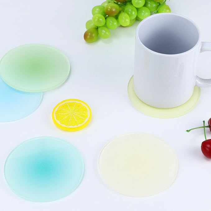 Acrylic Round Coasters, For Drinks, Cup Coasters for Home Bar Office Tabletop - Image 3