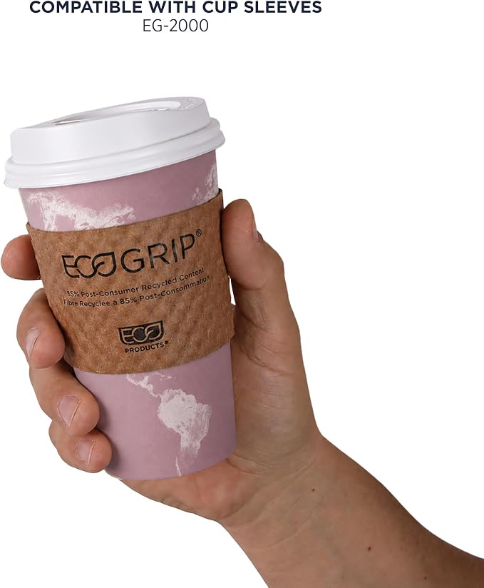 ECO PRODUCTS Compostable Disposable World Art 16oz Large Coffee Cups, Renewable - Image 7