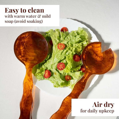 Folkulture Resin Salad Servers, Resin Serving Spoons | Salad Tongs - Image 7