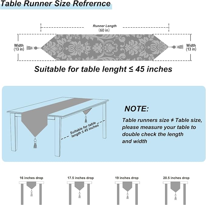 Elegant Table Runner 60" Thick Chenille Delicate Gorgeous Flower Pattern | Decor - Image 2