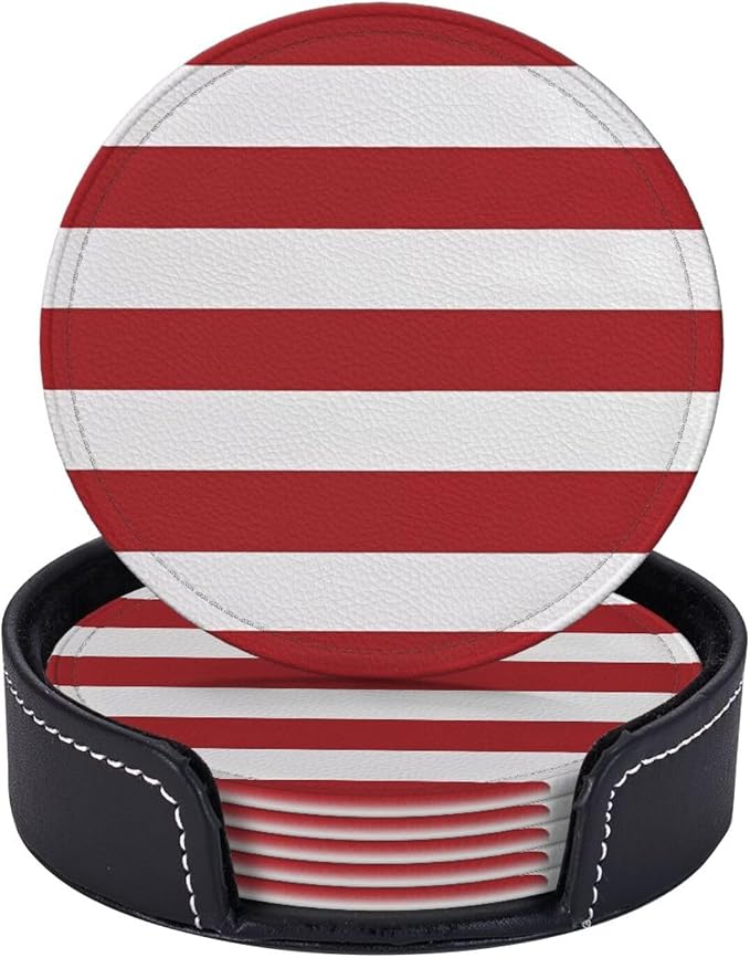 6 Pcs Christmas Valentine's Day Decoration Red and White Stripes Leather by CAPVKING