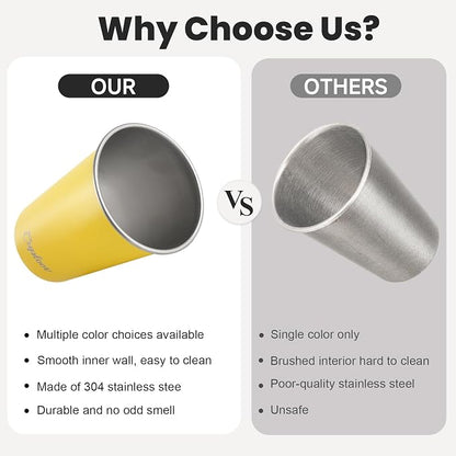 16 oz Stainless Steel Cups, Metal Drinking Glasses - Image 5