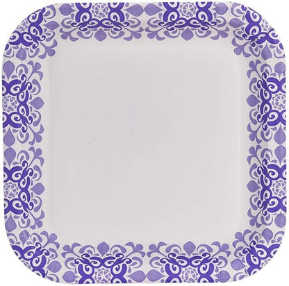 Glad Square Disposable Paper Plates for All Occasions | Soak Proof, Cut Proof, Microwaveable Heavy Duty Disposable Plates | 8.5" Diameter, 50 Count Bulk Paper Plates