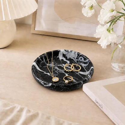 Small Natural Marble Jewelry Tray Key Plate Holder Dish Trinket Decor Catch All - Image 4