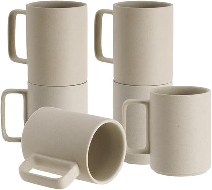 E-liu Large 15 Ounces Porcelain Coffee Mug Tea Mugs Set of 6 | Cups by Creatingwarmandrefinedlifestylekitchenandhomeessentials