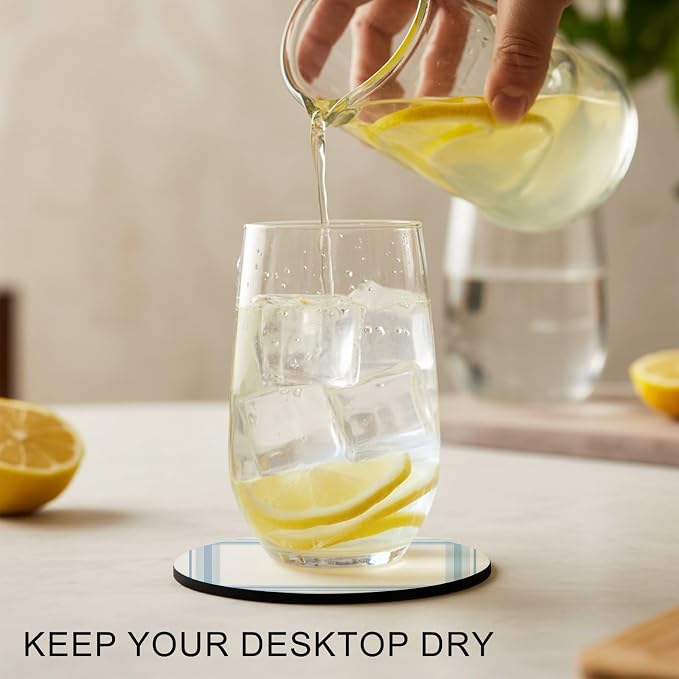 Coasters Set of 6, Modern Minimalist Art Round Drink Coasters - Image 3