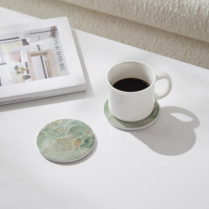 Set of 6 Sage Green Marble Coasters - Image 2