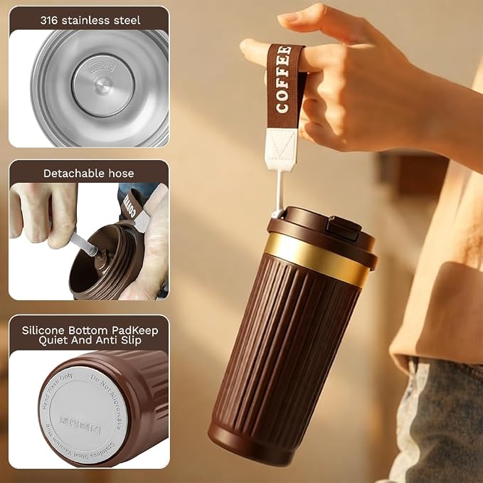 Vacuum Insulated Stainless Steel Travel Coffee Mug, Leak Proof Cup - Image 3