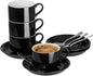 2.5 OZ Stackable Espresso Cups Set of 4, Porcelain Espresso Cups | Black Coffee by MEICHU