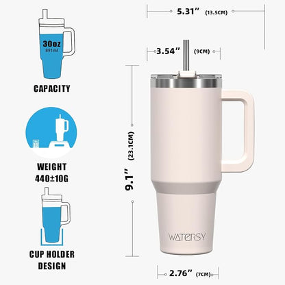 30 oz Tumbler with Handle, Tumbler with Lid and Straw, Double Wall Insulated - Image 8