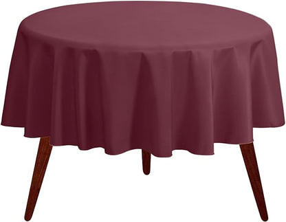 Gee Di Moda Round Tablecloth - 132 Inch Burgundy Round Table Cloth for 72 to 96 Inch Round Tables - Heavy Duty Washable Fabric - for Buffet Table, Holiday Party, Dinner, Wedding & Baby Shower