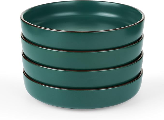 famiware Mercury Pasta Bowls Set of 4, 33 oz Large Salad Bowls, Dark Green | by Famiware