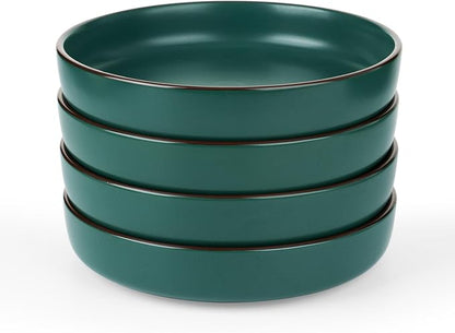 famiware Mercury Pasta Bowls Set of 4, 33 oz Large Salad Bowls, Dark Green | by Famiware