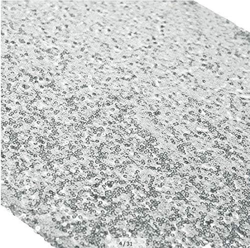 ShiDianYi 12x72-Inch Silver Sequin Table Runner Sparkly Metallic Silver Sequin by ShiDianYi