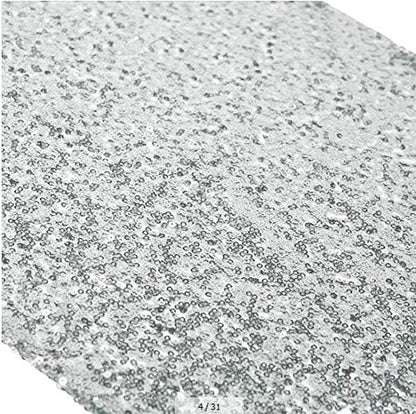 ShiDianYi 12x72-Inch Silver Sequin Table Runner Sparkly Metallic Silver Sequin by ShiDianYi