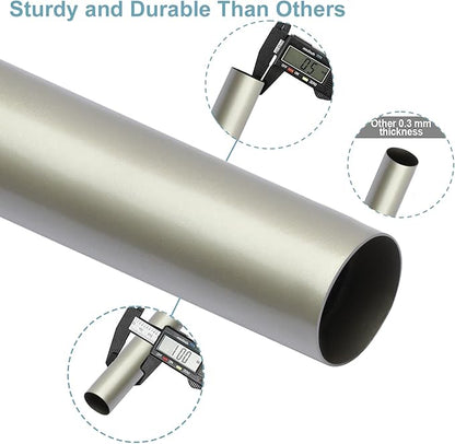 Curtain Rods for Windows 16 to 200 Inches Adjustable Length 1 Inch Diameter Window Curtain Rod with Aluminium End Cap, Brushed Nickel