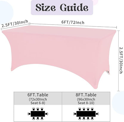 HAISIWLKJ 3 Pack Table Cloth 6ft Pink Tablecloths for Rectangle Folding Table Spandex Fitted Stretch Cover Wrinkle Resistant Washable Protector for Party, Wedding, Banquet, Festival.