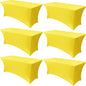 Obstal 6 Pack Stretch Spandex Table Covers for 6 Foot Tables - 6 FT Universal Rectangular Fitted Tablecloth Protector for Wedding, Banquet, Party (Yellow, 72 Length x 30 Width x 30 Height Inches)