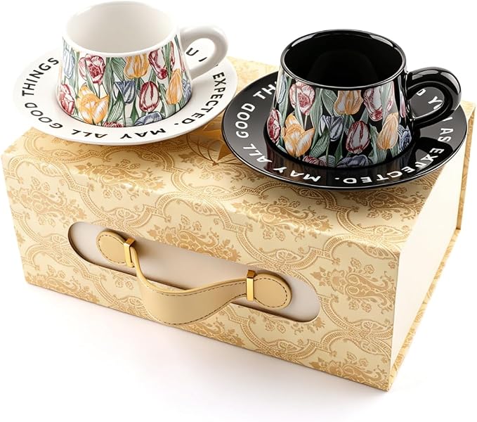 Tea Cup and Saucer Set Floral Design Porcelain Ceramic Coffee Cup Sets - Image 7