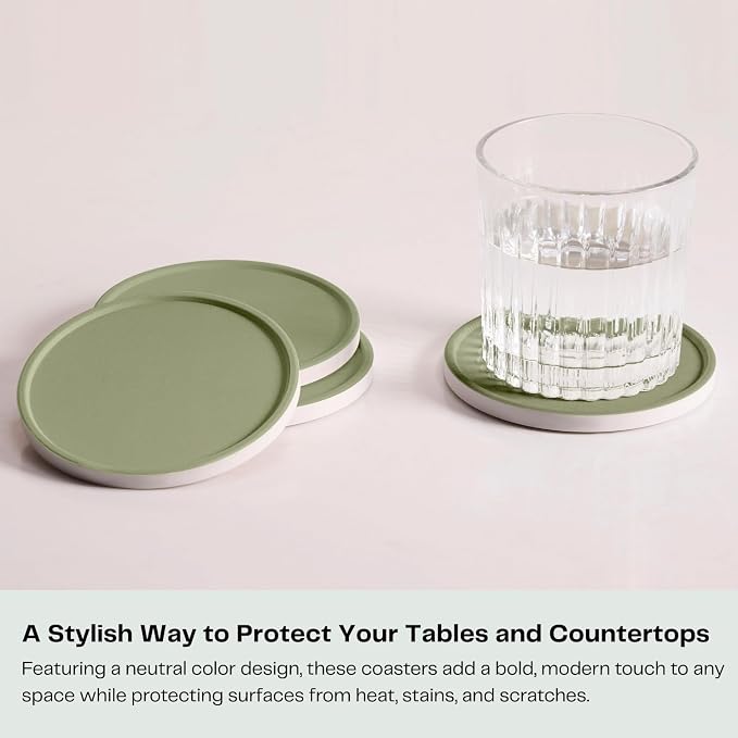 Set of 6 Olive Green Coasters - Image 2
