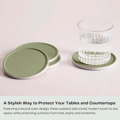 Set of 6 Olive Green Coasters - Image 2