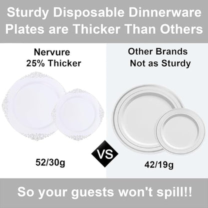 Nervure 100Pcs 10.25'' Silver Plastic Plates, Party Plates - Image 9