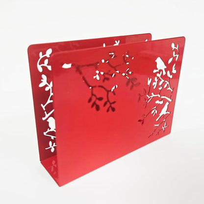 Mango Steam Tabletop Napkin/Tissue & Letter Holder for Home, Kitchen, Restaurants (Songbird, Red)