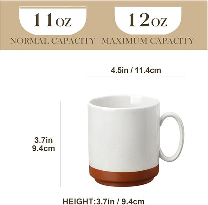 MALACASA 12oz Ceramic Coffee Mugs Set of 4, Stackable Coffee Cups - Image 2